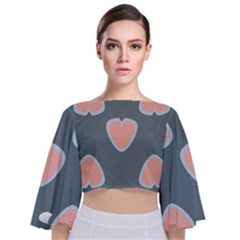 Hearts Love Blue Pink Green Tie Back Butterfly Sleeve Chiffon Top by HermanTelo