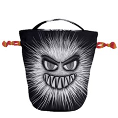 Monster Black White Eyes Drawstring Bucket Bag by HermanTelo