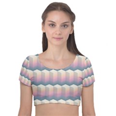 Seamless Pattern Background Block Velvet Short Sleeve Crop Top  by HermanTelo