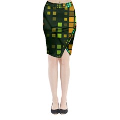 Abstract Plaid Midi Wrap Pencil Skirt by HermanTelo