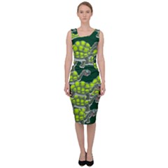 Seamless Turtle Green Sleeveless Pencil Dress by HermanTelo