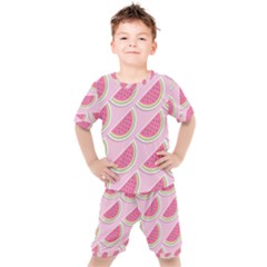 Melons Pattern Food Fruits Melon Kids  Tee And Shorts Set by Pakrebo