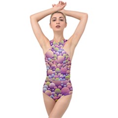 Abstract Background Circle Bubbles Cross Front Low Back Swimsuit by HermanTelo