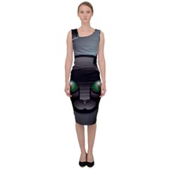 Green Eyes Kitty Cat Sleeveless Pencil Dress by HermanTelo