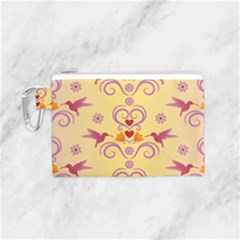 Pattern Bird Flower Canvas Cosmetic Bag (small) by HermanTelo