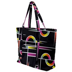 Background Abstract Semi Circles Zip Up Canvas Bag by Pakrebo