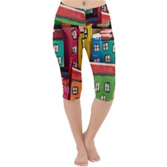 Houses Handmade Cultural Lightweight Velour Cropped Yoga Leggings by Pakrebo