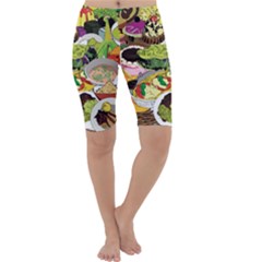 Eat Food Background Art Color Cropped Leggings  by Pakrebo