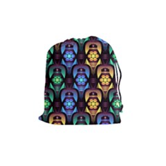Pattern Background Bright Blue Drawstring Pouch (medium) by HermanTelo