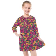 Roses  Kids  Quarter Sleeve Shirt Dress by BubbSnugg