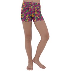 Roses  Kids  Lightweight Velour Yoga Shorts by BubbSnugg