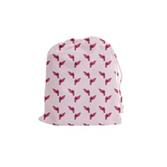 Pink Parrot Pattern Drawstring Pouch (medium) by snowwhitegirl
