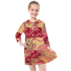 Arrangement Butterfly Pink Kids  Quarter Sleeve Shirt Dress by HermanTelo
