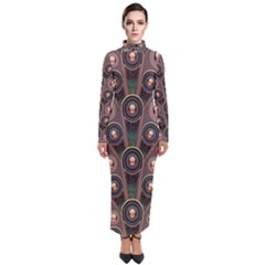 Abstract Pattern Green Turtleneck Maxi Dress by HermanTelo