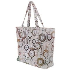 Background Watches Key Time Retro Zip Up Canvas Bag by HermanTelo