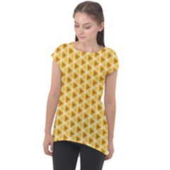 Pattern Halloween Pumpkin Color Cap Sleeve High Low Top by HermanTelo