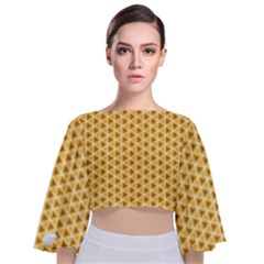 Pattern Halloween Pumpkin Color Tie Back Butterfly Sleeve Chiffon Top by HermanTelo