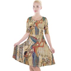 Egyptian Man Sun God Ra Amun Quarter Sleeve A-line Dress by Sapixe