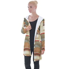 Egyptian Architecture Column Longline Hooded Cardigan by Sapixe