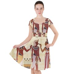 Egyptian Design Man Woman Priest Cap Sleeve Midi Dress by Sapixe