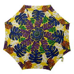 Pattern Leaves Grey Hook Handle Umbrellas (large) by HermanTelo
