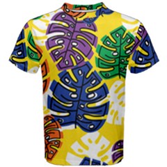 Pattern Leaves Grey Men s Cotton Tee by HermanTelo