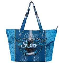 Sport, Surfboard With Water Drops Full Print Shoulder Bag by FantasyWorld7