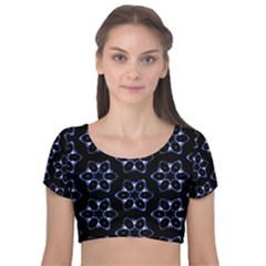 Purple Circle Wallpaper Velvet Short Sleeve Crop Top  by HermanTelo