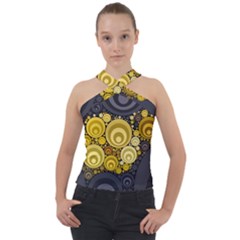Retro Color Style Cross Neck Velour Top by HermanTelo