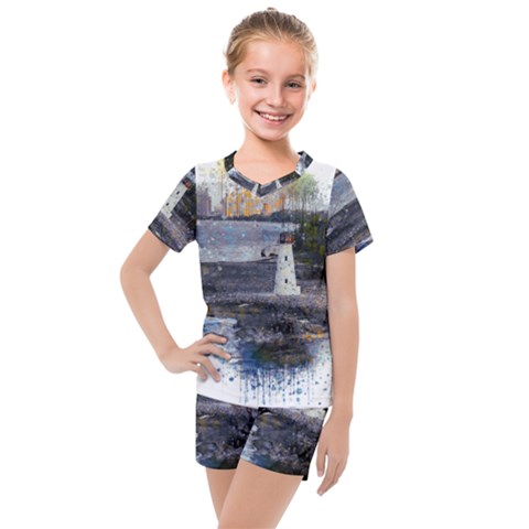 Lighthouse Art Sea Ocean Vintage Kids  Mesh Tee And Shorts Set by Sapixe