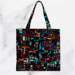 Stained Glass Mosaic Abstract Zipper Grocery Tote Bag by Sapixe