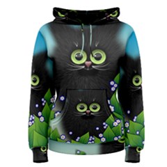 Kitten Black Furry Illustration Women s Pullover Hoodie by Sapixe