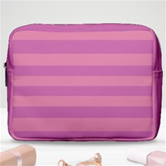Pink Stripes Striped Design Pattern Make Up Pouch (large) by Sapixe