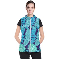Tropical Greens Leaves Banana Women s Puffer Vest by HermanTelo