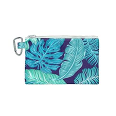 Tropical Greens Leaves Banana Canvas Cosmetic Bag (small) by HermanTelo