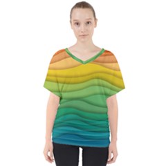 Waves Texture V-neck Dolman Drape Top by HermanTelo