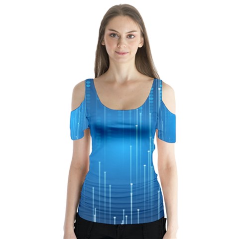 Abstract Rain Space Butterfly Sleeve Cutout Tee  by Bajindul