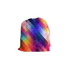 Abstract Background Colorful Pattern Drawstring Pouch (small) by Bajindul