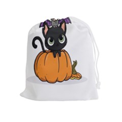 Halloween Cute Cat Drawstring Pouch (xl) by Bajindul
