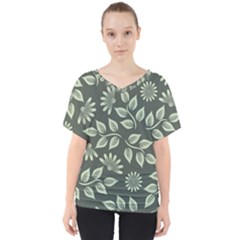 Flowers Pattern Spring Nature V-neck Dolman Drape Top by Bajindul