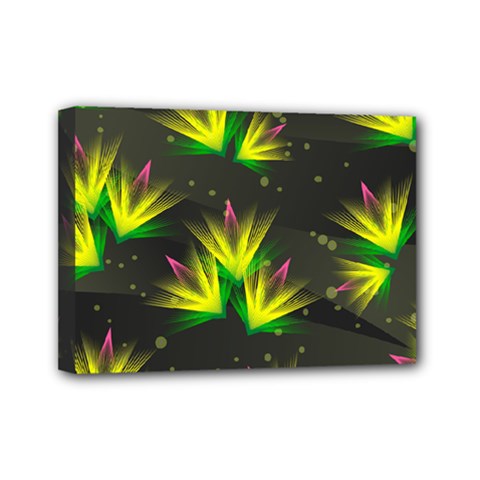 Floral Abstract Lines Mini Canvas 7  X 5  (stretched) by Bajindul