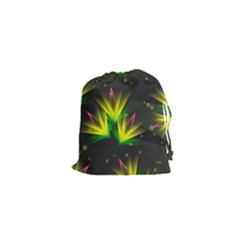 Floral Abstract Lines Drawstring Pouch (xs) by Bajindul