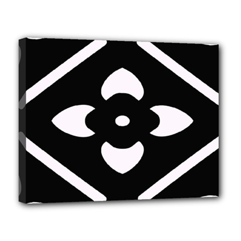 Pattern Flower Black Canvas 14  X 11  (stretched) by Bajindul