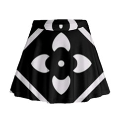 Pattern Flower Black Mini Flare Skirt by Bajindul