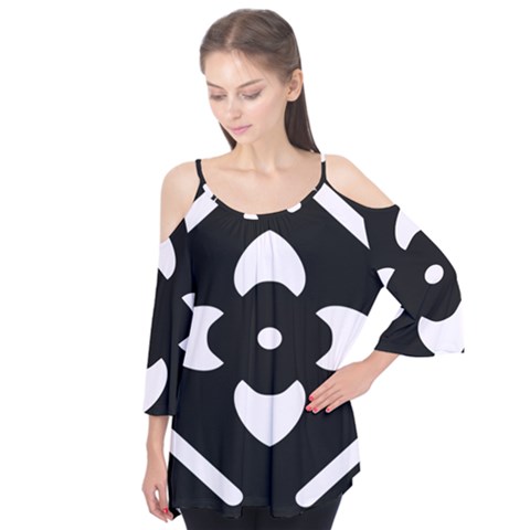 Pattern Flower Black Flutter Tees by Bajindul