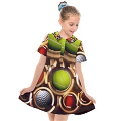 Sport Ball Tennis Golf Football Kids  Short Sleeve Shirt Dress by Bajindul