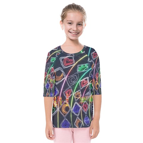Dragon Lights Kids  Quarter Sleeve Raglan Tee by Riverwoman