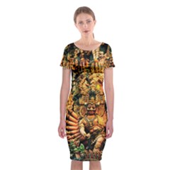 Sculpture Art Temple Tower Classic Short Sleeve Midi Dress by Pakrebo