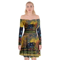 Outdoor Landscape Scenic View Off Shoulder Skater Dress by Pakrebo