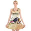 Funny Coutan With Flowers V-Neck Sleeveless Dress View1